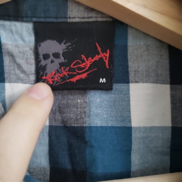 Rocksteady plaid skeleton sparrows rockabilly punk button down - Picture 3 of 4